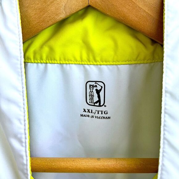 PGA Tour White & Yellow Quarter-Zip Windbreaker Jacket – Men’s XXL - Picture 3 of 14